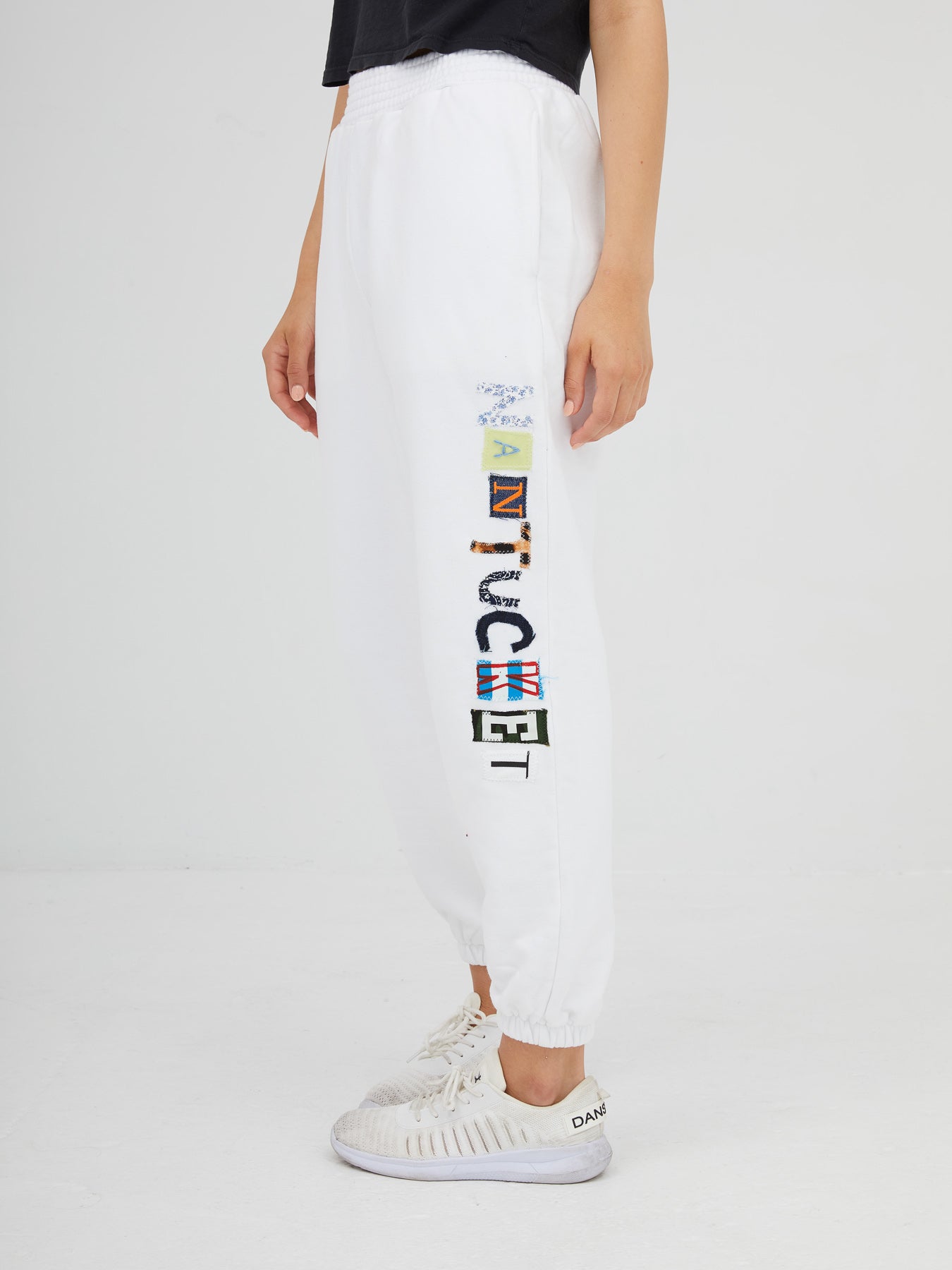 Mixed Fabric Patch Sweatpants