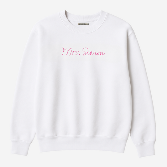 Custom Hand Embroidered Bridal Sweatshirt