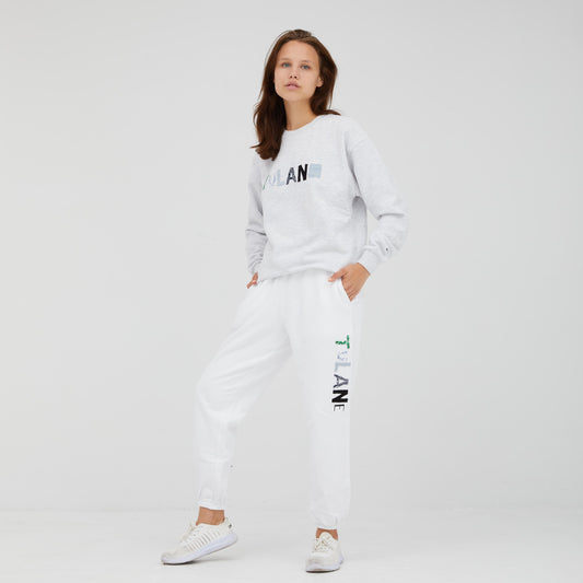 Mixed Fabric Letter Sweatpants