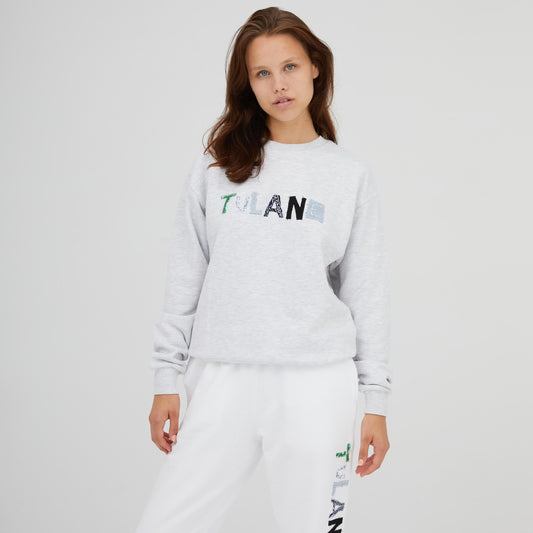 Mixed Fabric Letter Sweatshirt