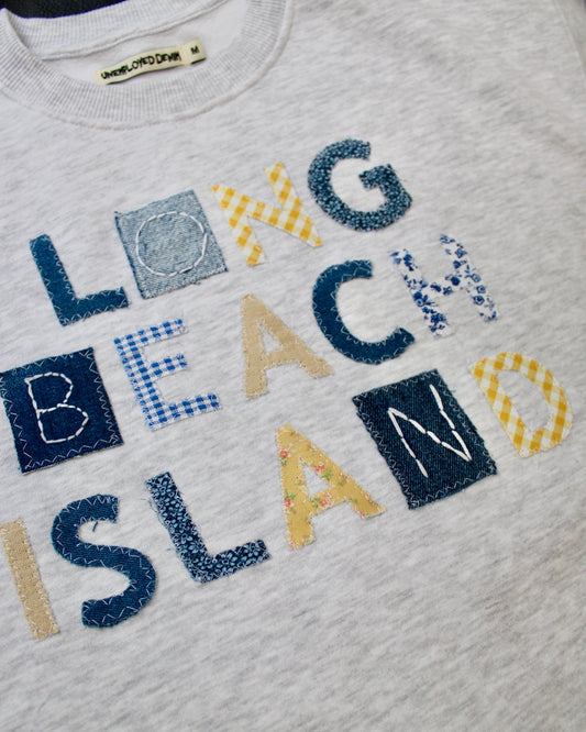 Mixed Fabric Letter Sweatshirt