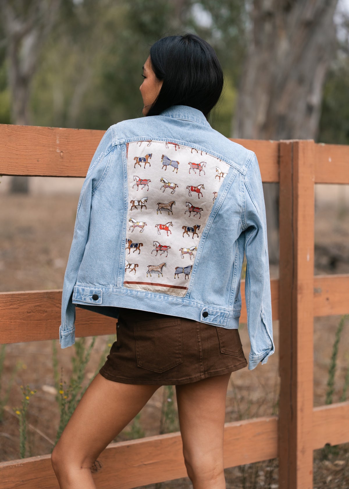 Horse Scarf Denim Jacket