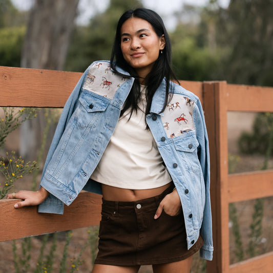 Horse Scarf Denim Jacket